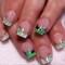 St.Patrick's Day Press On Nails Short Square Fake Nails Glitter Clover Design Acrylic Press on Nails Green White French Tip False Nails Glossy Glue on Nails Short Lucky Stick on Nails for Women 24PCS